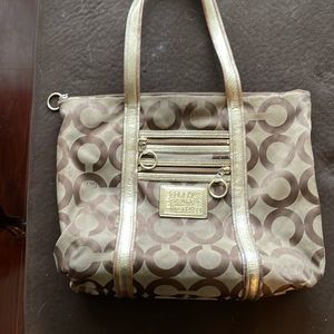 Large brown and gold Coach tote